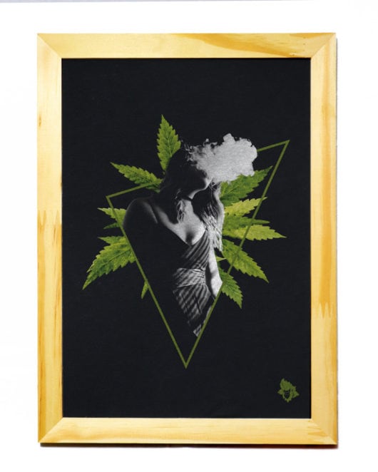 Quadro pinus - Colagem Mulher Fumaça - Preto