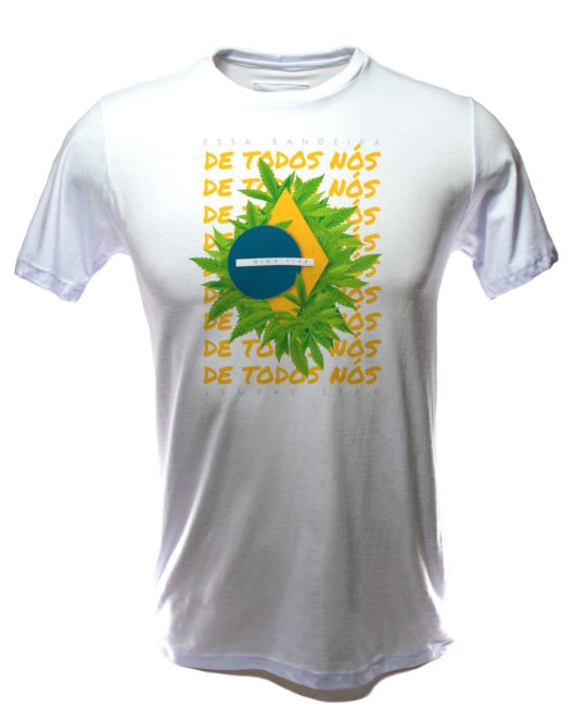 Camiseta Maconha - Bandeira do Brasil - Branco - V2