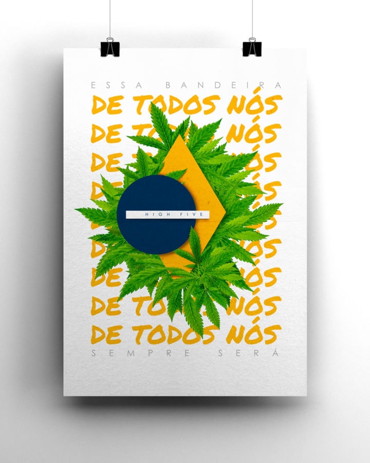 Pôster Maconha - Bandeira do Brasil - V2